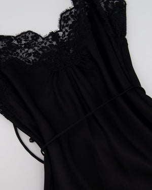 Zimmermann Black Lace Panel Slip Midi Dress with Tie Waist Detail Size 1 (UK 10)