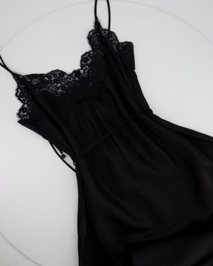 Zimmermann Black Lace Panel Slip Midi Dress with Tie Waist Detail Size 1 (UK 10)