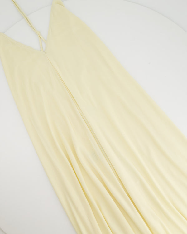 Moré Noir Cream Silk Maxi Sleeveless Dress with Slit Detail Size XS (UK 4-6)