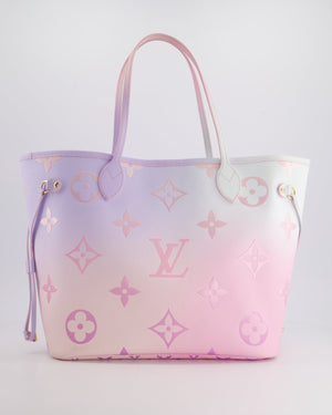 *COLLECTOR'S* Louis Vuitton Spring In The City Neverfull MM Bag in Blue and Pink Ombre Monogram Canvas with Gold Hardware