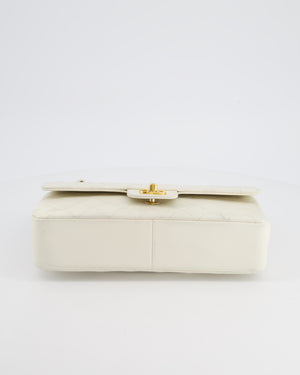 Chanel Vintage White Stitched Edge Classic Double Flap Bag with 24K Gold Hardware