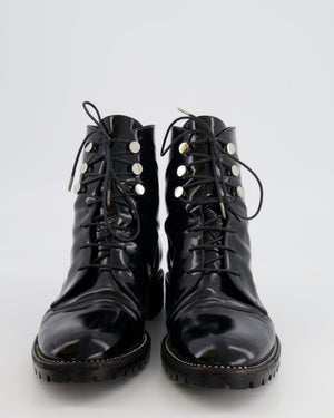Christian Dior Black Patent Leather Combat Boots Size EU 39