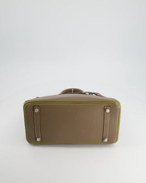 Hermès HSS Birkin Bag 30cm in Etoupe/ Vert Anis Chèvre and Brushed Palladium Hardware