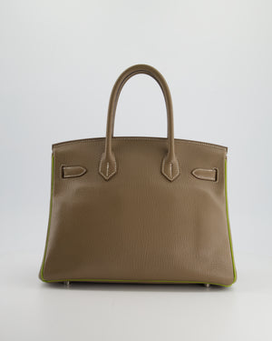 Hermès HSS Birkin Bag 30cm in Etoupe/ Vert Anis Chèvre and Brushed Palladium Hardware