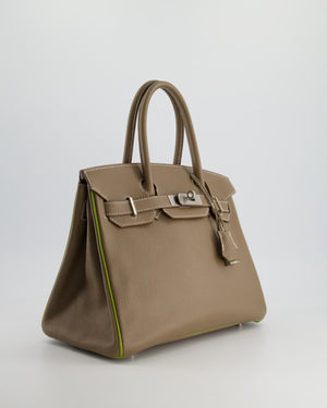 Hermès HSS Birkin Bag 30cm in Etoupe/ Vert Anis Chèvre and Brushed Palladium Hardware