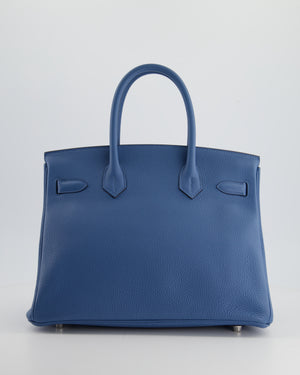 Hermès Birkin Bag 30cm in Bleu Azur Togo Leather and Palladium Hardware