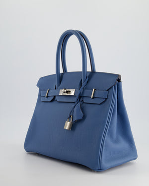 Hermès Birkin Bag 30cm in Bleu Azur Togo Leather and Palladium Hardware