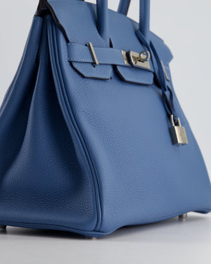 Hermès Birkin Bag 30cm in Bleu Azur Togo Leather and Palladium Hardware