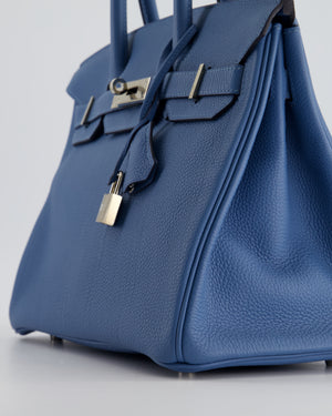 Hermès Birkin Bag 30cm in Bleu Azur Togo Leather and Palladium Hardware