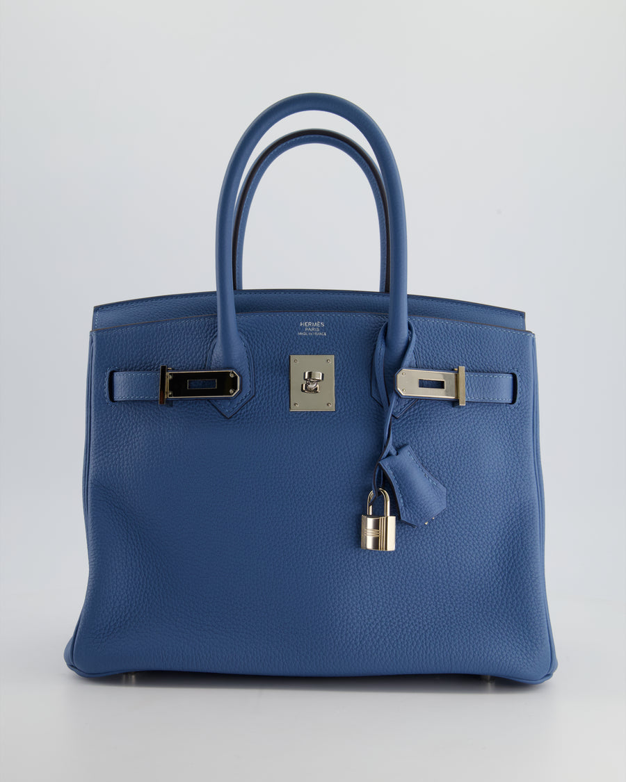 Hermès Birkin Bag 30cm in Bleu Azur Togo Leather and Palladium Hardware