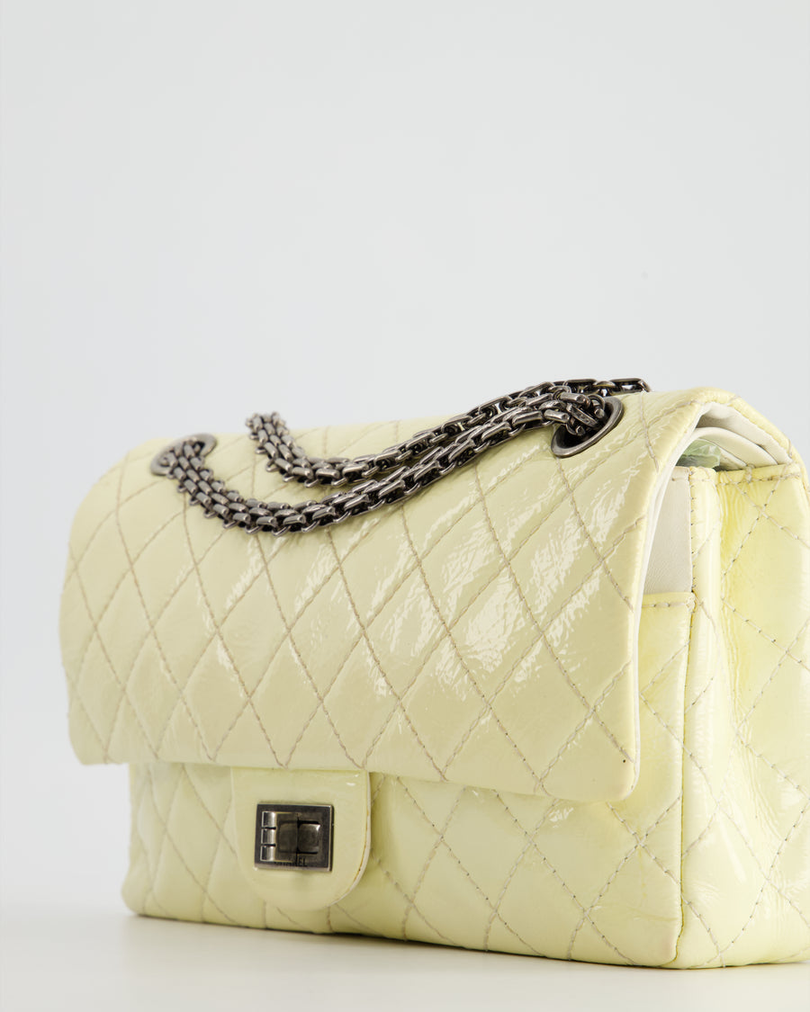 Chanel Lemon Patent Small Reissue Double Flap Bag with Ruthenium Hardware