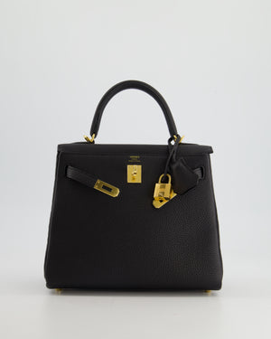 Hermès Kelly Bag 25cm Retourne in Black Togo Leather and Gold Hardware