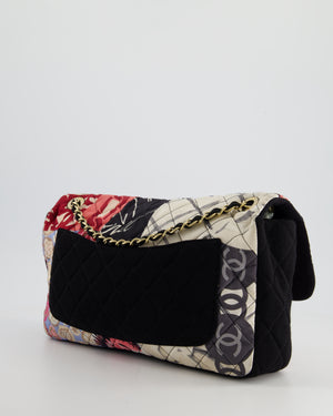 *FIRE PRICE* Chanel Black & Multicolour Patchwork Quilted Single Flap Bag in Fabric Material with Brushed Gold Hardware