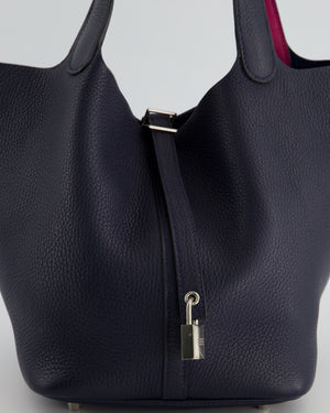 *HOT COLOUR* Hermès Picotin Bag 22cm in Bleu Nuit Togo & Rose Poupre Swift Leather with Palladium Hardware