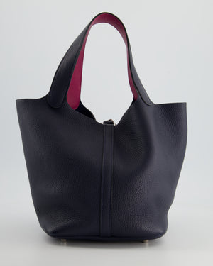 *HOT COLOUR* Hermès Picotin Bag 22cm in Bleu Nuit Togo & Rose Poupre Swift Leather with Palladium Hardware