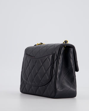 Chanel Vintage Black Mini Square Bag in Lambskin Leather with 24k Gold Hardware