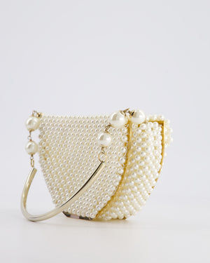 Rosantica Champagne Gold Pearl Round Top Handle Clutch Bag