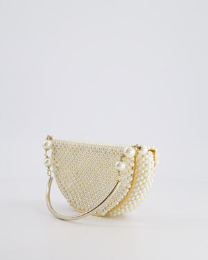 Rosantica Champagne Gold Pearl Round Top Handle Clutch Bag
