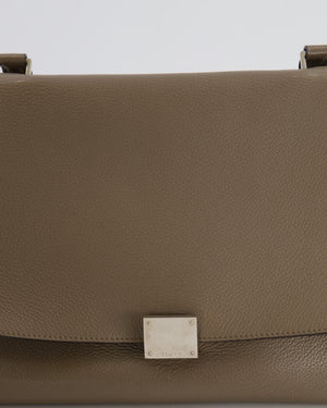 Celine Khaki Leather and Suede Trapeze Handbag with Silver Hardware