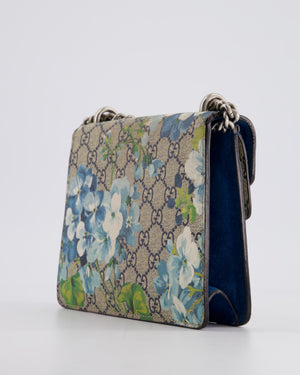 Gucci Brown and Blue Floral Canvas Mini Supreme Dionysus Crossbody Bag With Ruthenium Hardware