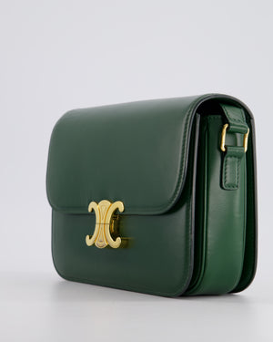 Celine Classique Medium Triomphe Bag in Forest Green Shiny Calfskin with Gold Hardware RRP £2950