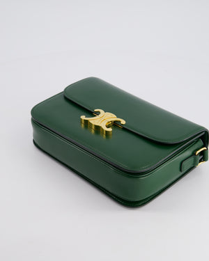 Celine Classique Medium Triomphe Bag in Forest Green Shiny Calfskin with Gold Hardware RRP £2950