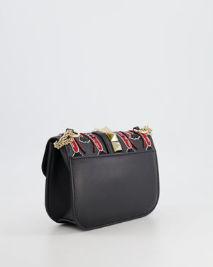 Valentino x Zandra Rhodes Black and Red Crystal Lock Shoulder Bag with Gold Hardware RRP £3,700