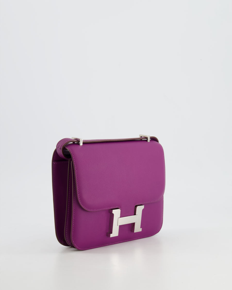 Hermès Mini Constance 18cm in Anemone Evercolor Leather with Palladium  Hardware