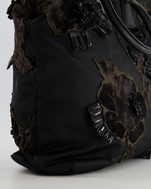 Prada Black Nylon Tote Bag with Gold Hardware, Velvet and Crystal Embroideries