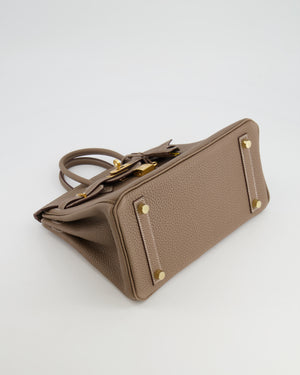*RARE* Hermès Birkin 25cm Retourne Bag in Etoupe Togo Leather with Gold Hardware