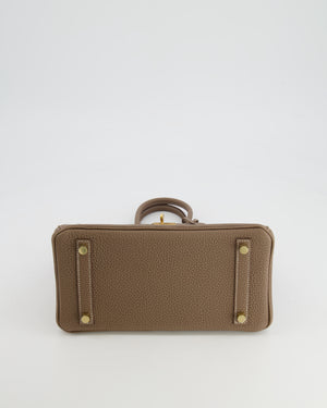 *RARE* Hermès Birkin 25cm Retourne Bag in Etoupe Togo Leather with Gold Hardware