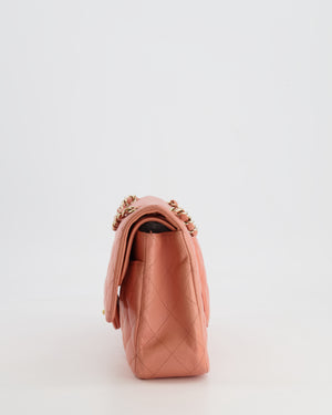 Chanel Peach Pink Lambskin Medium Classic Double Flap Bag with Champagne Gold Hardware RRP £8,530