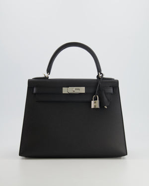 Hermès Kelly Sellier 28cm Bag in Black Epsom Leather with Palladium Hardware
