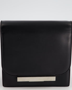 The Row Black Smooth Lambskin Leather Push Lock Flap Crossbody Bag with Silver Hardware