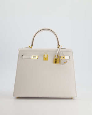 *RARE* Hermès Kelly Sellier Bag 25cm in Gris Pale Epsom Leather with Gold Hardware