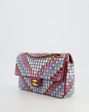 *FIRE PRICE* Chanel Burgundy Medium Classic Single Flap Bag Mosaic Embellished with Gold Hardware RRP - £8,530