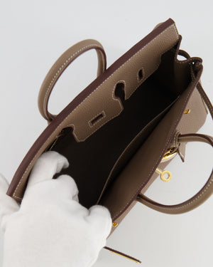 *RARE* Hermès Birkin 25cm Retourne Bag in Etoupe Togo Leather with Gold Hardware