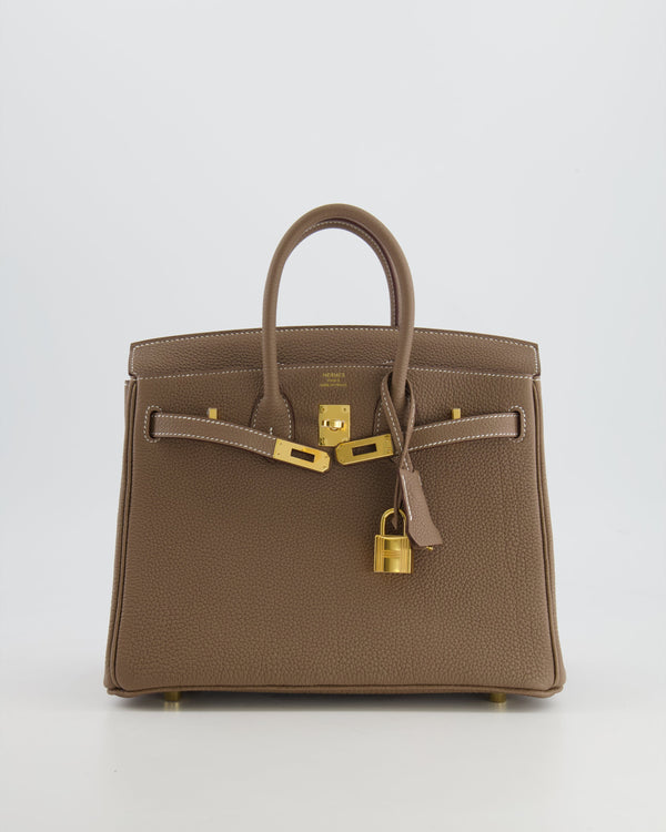 *FIRE PRICE* Hermès Birkin 25cm Retourne Bag in Etoupe Togo Leather with Gold Hardware