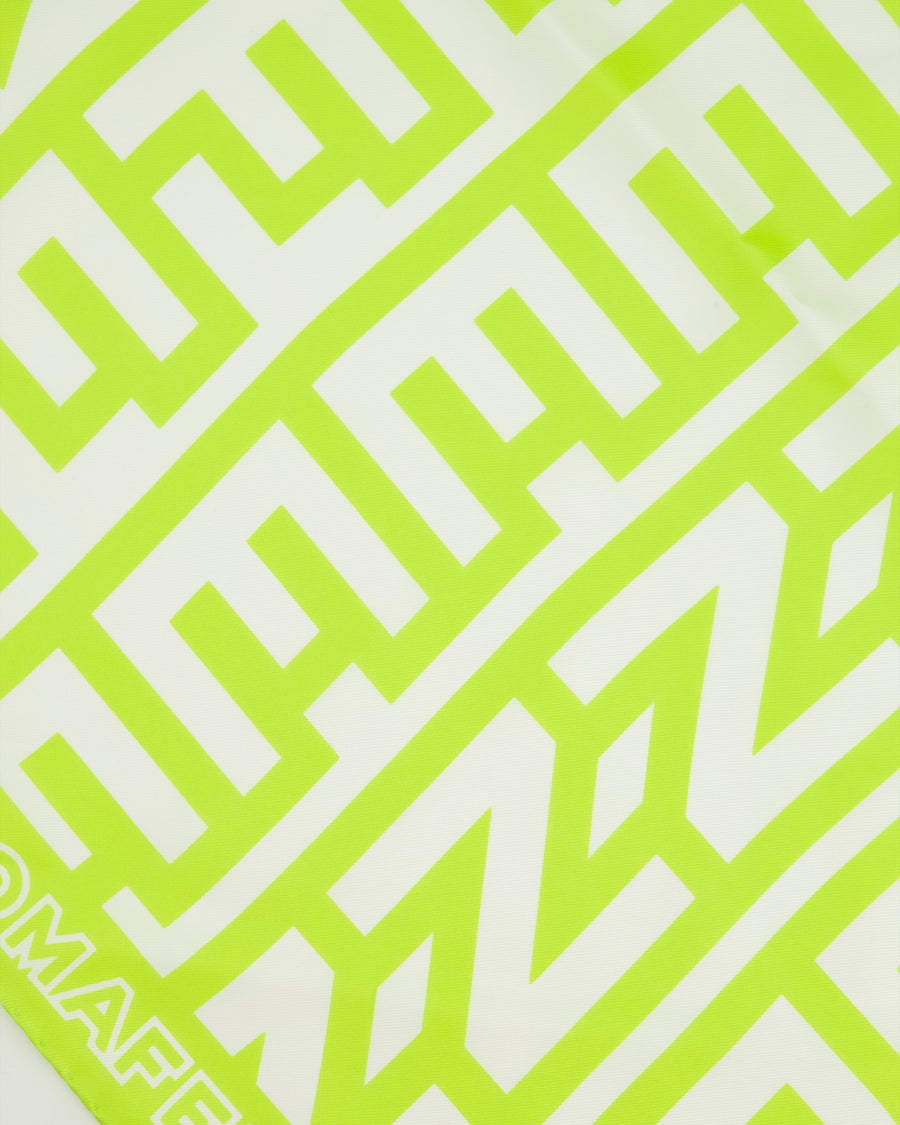 Fendi by Marc Jacobs Lime Green and White Silk Scarf 90x90