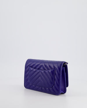 *FIRE PRICE* Chanel Cobalt Blue Chevron Wallet on Chain in Lambskin with Silver Hardware