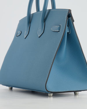 *RARE* Hermès Birkin 25cm Sellier in Bleu Jean Epsom Leather with Palladium Hardware