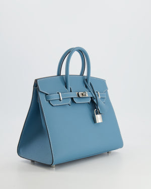 *RARE* Hermès Birkin 25cm Sellier in Bleu Jean Epsom Leather with Palladium Hardware