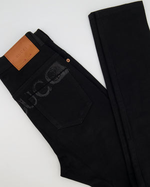 Gucci Black Skinny Jeans with Embroidered NY Logo Size 24 (UK 6)