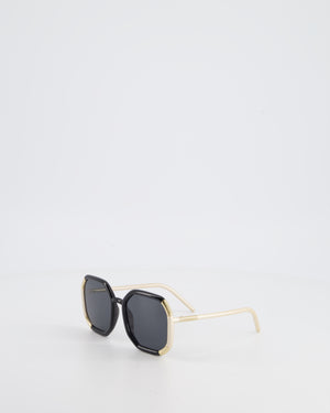 Prada Black, Gold and Pale Pink Round Sunglasses with Logo Detail