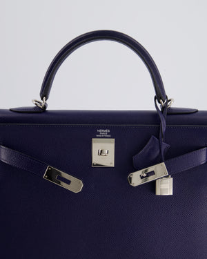 Hermès Kelly Sellier 32cm Bag in Bleu Sapphire Epsom Leather with Palladium Hardware