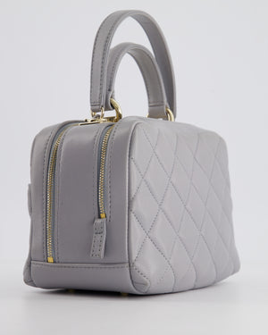 Chanel Dove Grey Trendy Vanity Case Top Handle Bag in Lambskin Leather with Champagne Gold Hardware