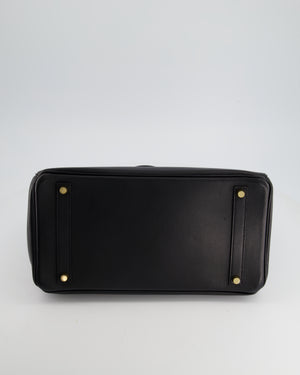 *RARE LEATHER* Hermès Vintage Birkin Bag 35cm in Black Gulliver Leather with Gold Hardware