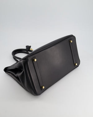 *RARE LEATHER* Hermès Vintage Birkin Bag 35cm in Black Gulliver Leather with Gold Hardware
