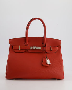 Hermès Birkin Bag 30cm in Rouge Vif Togo Leather with Palladium Hardware