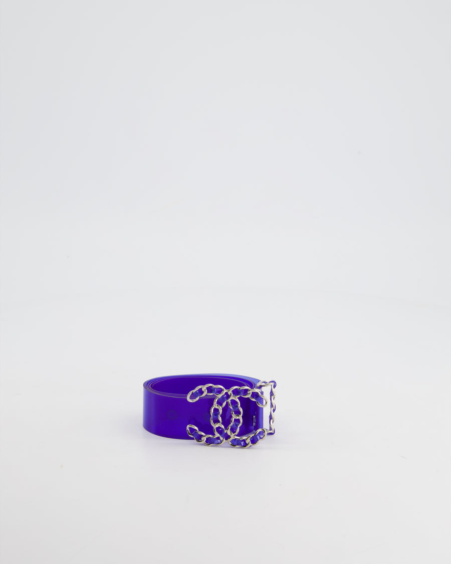 Chanel Purple PVC Belt with Silver Chain CC Logo Size 90cm